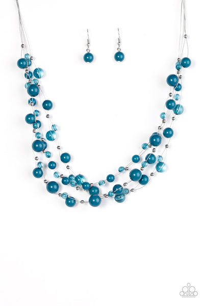 Paparazzi Accessories Set The World On WIRE - Blue Necklace & Earrings 