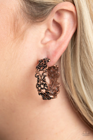 Paparazzi Accessories Laurel Wreaths - Copper Earrings 