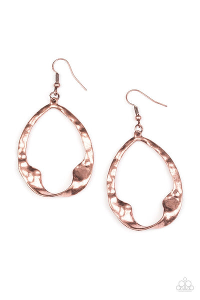 Paparazzi Accessories Twist Me Round - Copper Earrings 