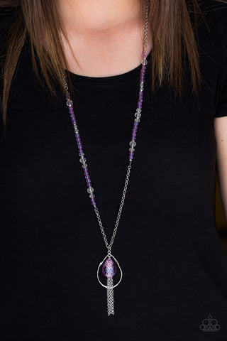 Paparazzi Necklace Teardroppin Tassels - Purple