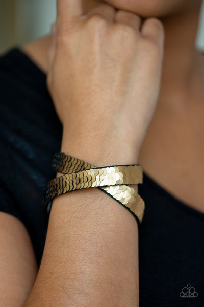 Paparazzi Accessories Under The SEQUINS - Gold Bracelet 