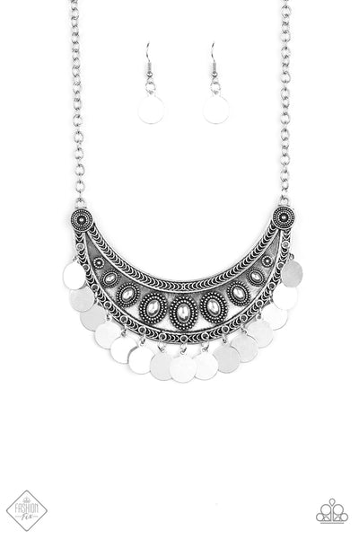 Paparazzi Accessories CHIMEs UP Silver Necklace & Earrings 