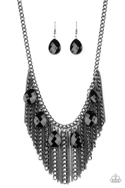 Paparazzi Accessories Vixen Conviction - Black Necklace & Earrings 