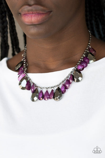 Paparazzi Accessories - Hurricane Season - Purple Necklace & Earrings 