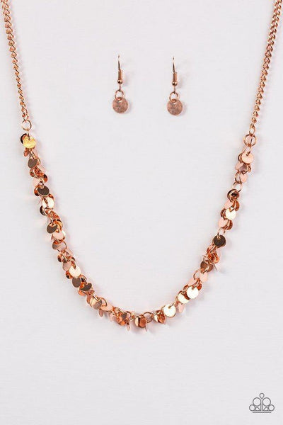 Paparazzi Accessories Year To Shimmer - Copper Necklace & Earrings 