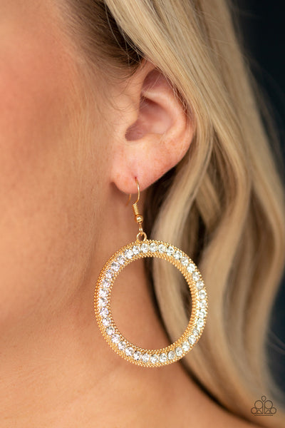 Paparazzi Accessories Haute Halo - Gold Earrings 