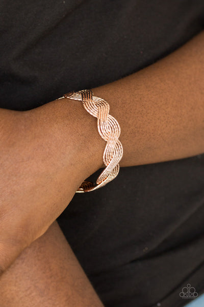 Paparazzi Accessories Braided Brilliance - Rose Gold Bracelet 