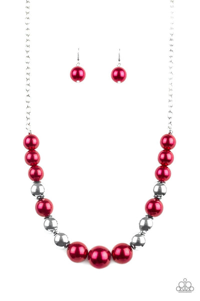 Paparazzi Accessories - Take Note - Red Necklace & Earrings 