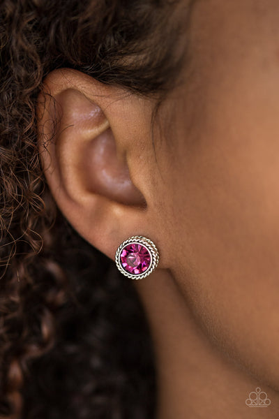 Paparazzi Accessories GLAM Over - Pink Post Earrings 