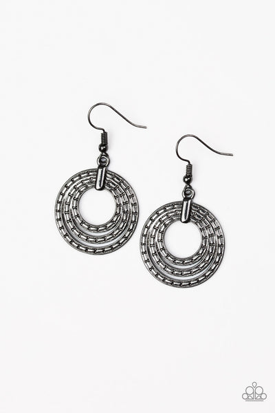 Paparazzi Accessories Open Plains - Black Earrings 