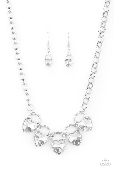 Paparazzi Accessories HEART On Your Heels - White Necklace & Earrings 