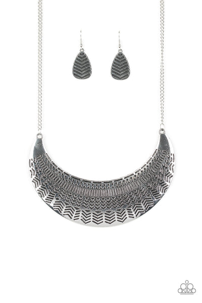Paparazzi Accessories Large As Life - Silver Necklace & Earrings 