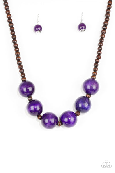 Paparazzi Accessories Oh My Miami - Purple Necklace & Earrings 