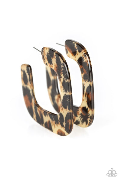 Paparazzi Accessories Cheetah Incognita - Brown Earrings 