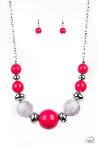Paparazzi Accessories Daytime Drama - Red Necklace & Earrings 