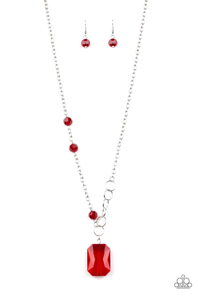 Paparazzi Accessories Never a Dull Moment - Red Necklace & Earrings 