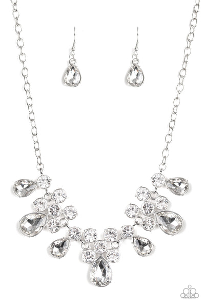 Paparazzi Accessories Debutante Drama - White Necklace & Earrings 