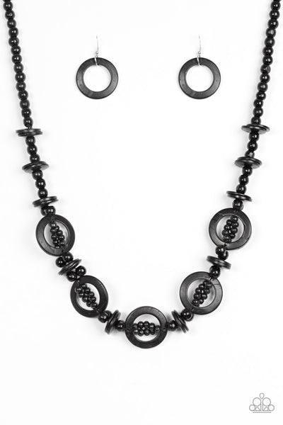 Paparazzi Accessories Fiji Foxtrot - Black Necklace & Earrings 