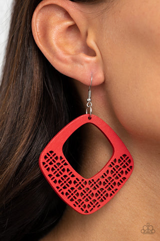 Paparazzi Accessories WOOD You Rather - Red Earrings 