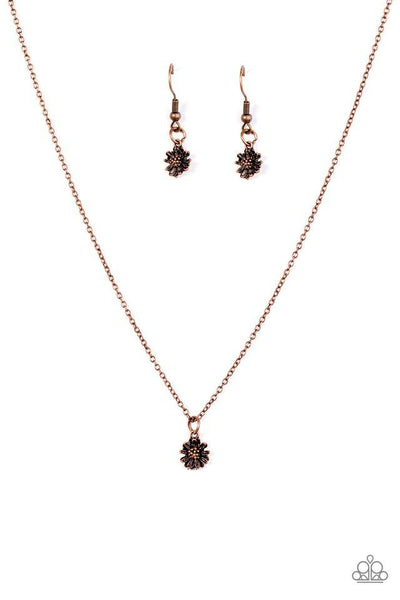 Paparazzi Accessories Carnation Coronation - Copper Necklace & Earrings 