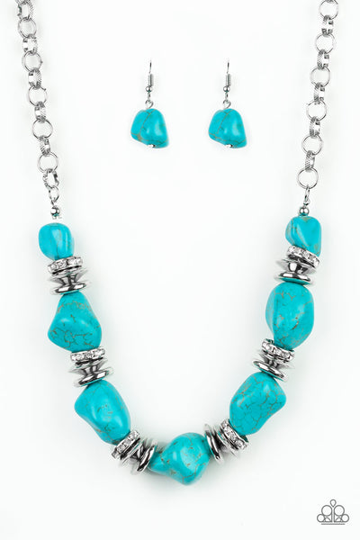 Paparazzi Accessories Stunningly Stone Age - Blue Necklace & Earrings 