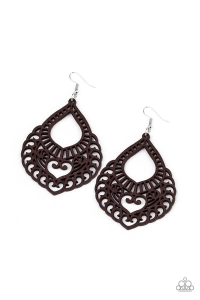 Paparazzi Accessories If You WOOD Be So Kind - Brown Earrings 