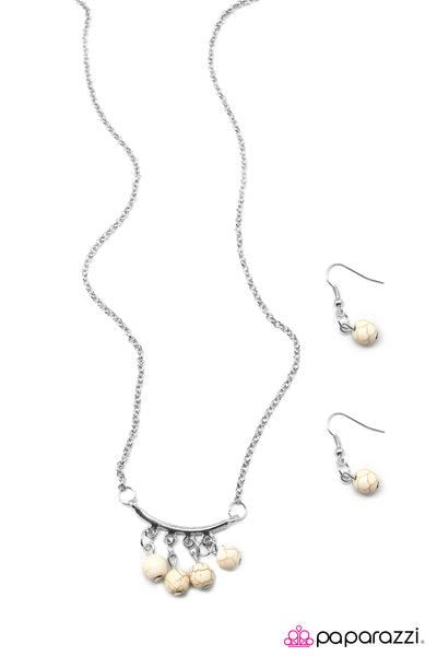 Paparazzi Accessories The Last Ride - White Necklace & Earrings 