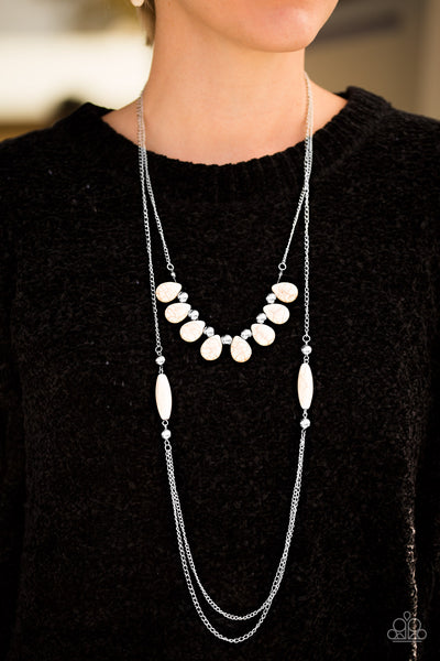 Paparazzi Accessories Call Me Mother Nature - White Necklace & Earrings 