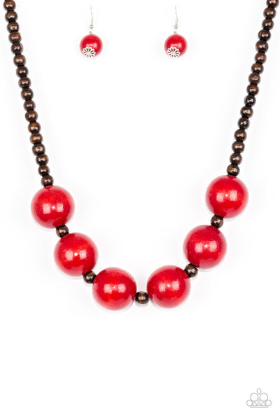 Paparazzi Accessories Oh My Miami - Red Necklace & Earrings 