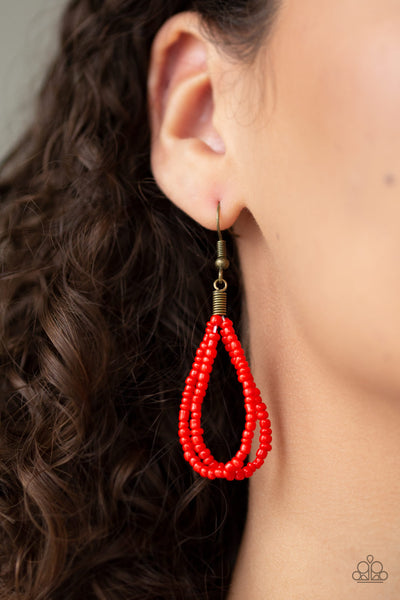 Paparazzi Accessories Kickin It Outback - Red Necklace & Earrings 