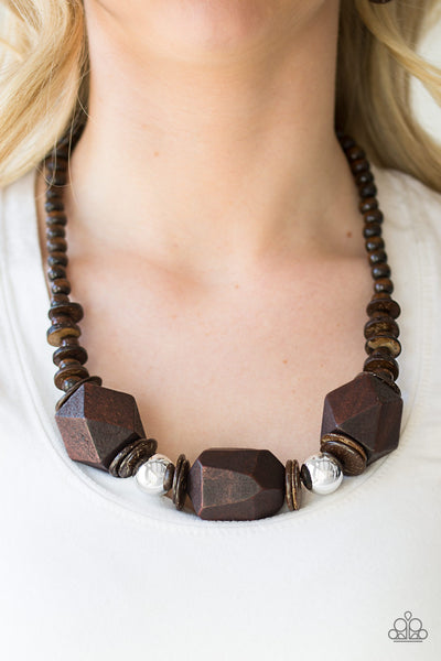 Paparazzi Accessories Costa Maya Majesty - Brown Necklace & Earrings 