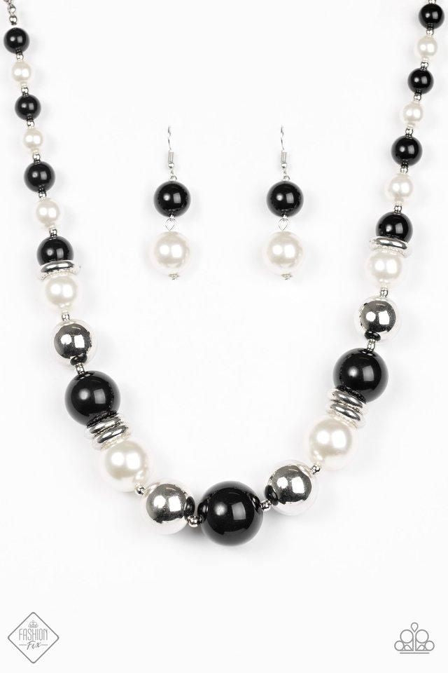 Paparazzi Accessories New York Nightlife White/Black Necklace & Earrings 