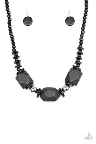 Paparazzi Accessories Costa Maya Majesty - Black Necklace & Earrings 