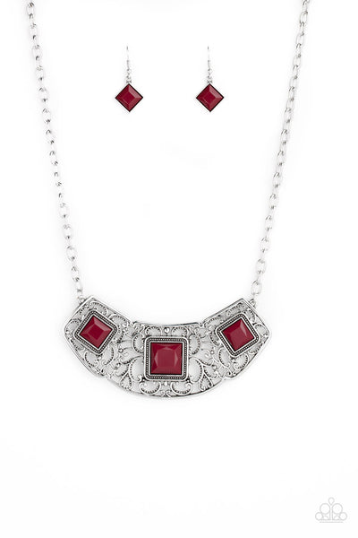 Paparazzi Accessories Feeling Inde-PENDANT - Red Necklace & Earrings 