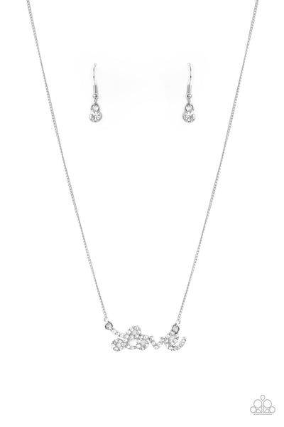 Paparazzi Accessories Head Over Heels In Love - White Necklace & Earrings 