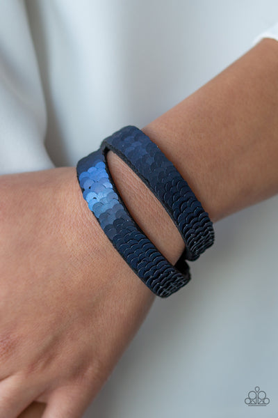 Paparazzi Accessories Under The SEQUINS - Blue Bracelet 