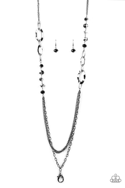 Paparazzi Accessories Modern Girl Glam - Black Necklace & Earrings 