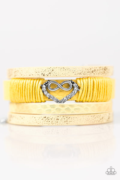 Paparazzi Accessories With Every Beat Of My Heart - Yellow Bracelet 