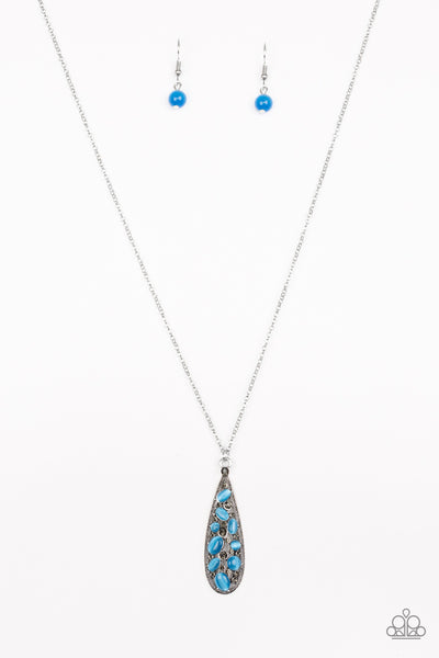 Paparazzi Accessories Teardrop Treasure - Blue Necklace & Earrings 