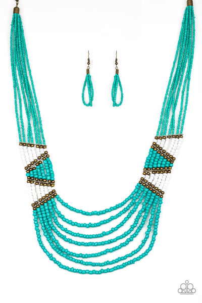 Paparazzi Accessories Kickin It Outback - Blue Necklace & Earrings 