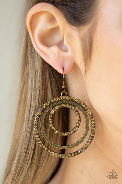 Paparazzi Accessories Rippling Refinement Brass Earrings 