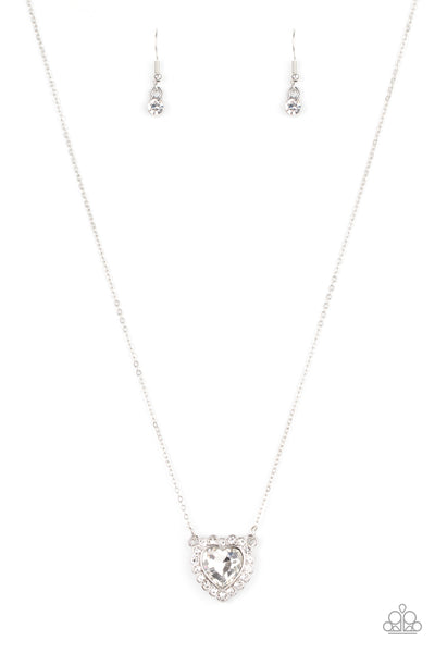 Paparazzi Accessories Out of the GLITTERY-ness of Your Heart - White Necklace & Earrings 