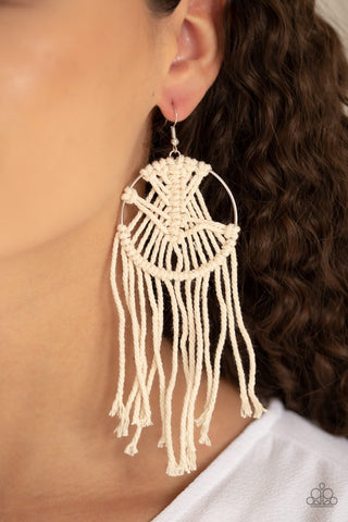 Paparazzi Accessories MACRAME, Myself, and I - White Earrings