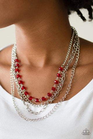 Paparazzi Accessories Extravagant Elegance - Red Necklace & Earrings 