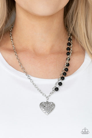 Paparazzi Accessories Forever In My Heart - Black Necklace & Earrings 