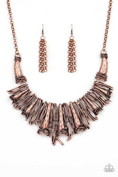 Paparazzi Accessories In The MANE-stream - Copper Necklace & Earrings 