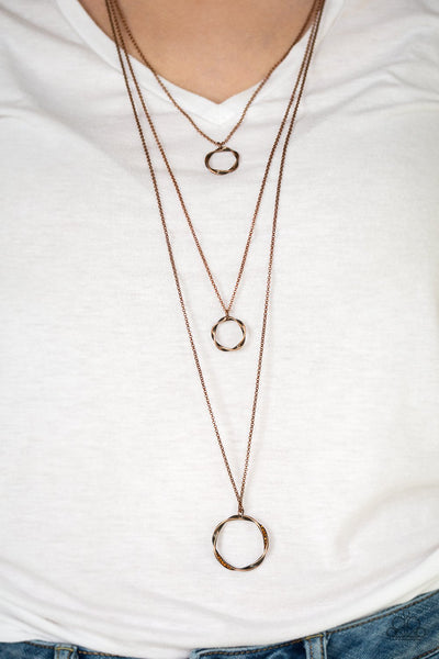 Paparazzi Accessories Timelessly Twisted - Copper Necklace & Earrings 