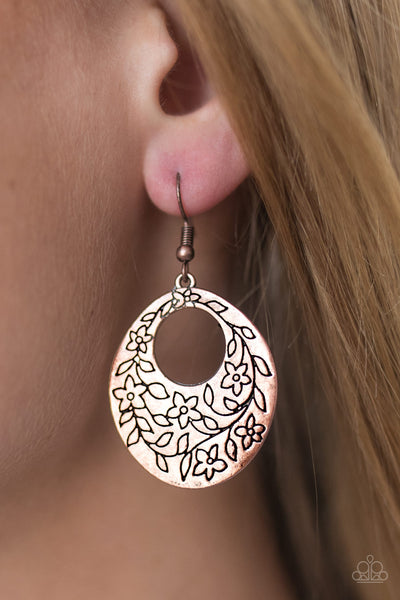 Paparazzi Accessories Follow The Flowers - Copper Earrings 