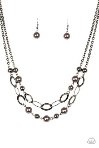 Paparazzi Accessories Glimmer Takes All Black Necklace & Earrings 