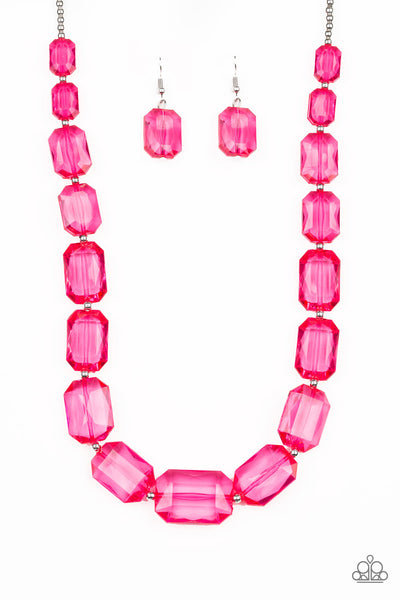 Paparazzi Accessories ICE Versa - Pink Necklace & Earrings 